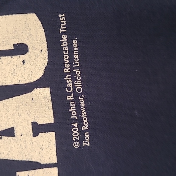 JOHNNY‎ CASH Zion Blue Cotton Ragged Old Flag T Shirt Mens Sz XL VTG Y2K - Picture 3 of 10